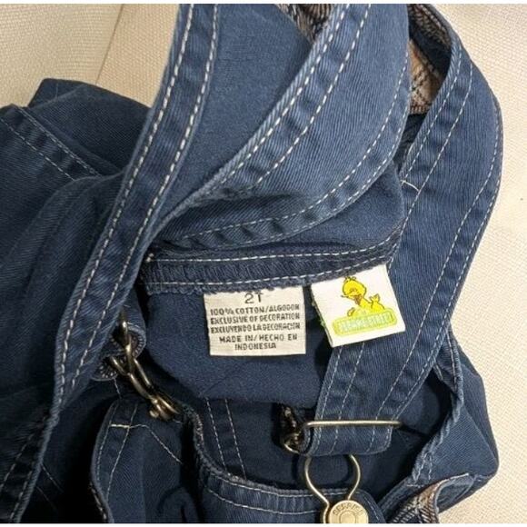 Vintage Sesame Street Toddler Overalls Sz 2T Cookie Monster 90s Dungarees - Picture 8 of 9